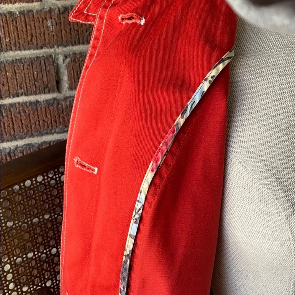 DKNY Bold Red /Orange Trench Coat - Picture 9 of 12